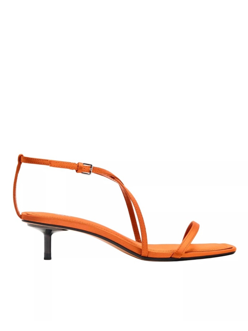 ZARA orange strappy sandals kitten hill. Square toe.New with tag. Woman size 6.5